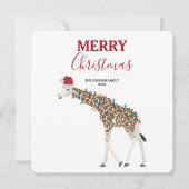 Christmas Giraffe Funny Animal with Santa Hat Card (Vorderseite)
