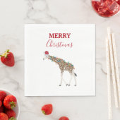 Christmas Giraffe Funny Animal with Santa Hat Card Serviette (Beispiel)