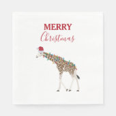 Christmas Giraffe Funny Animal with Santa Hat Card Serviette (Vorderseite)
