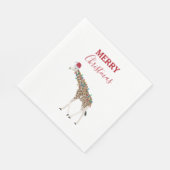 Christmas Giraffe Funny Animal with Santa Hat Card Serviette (Ecke)