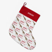 Christmas Giraffe Funny Animal with Santa Hat Großer Weihnachtsstrumpf (Vorderansicht (hängend))