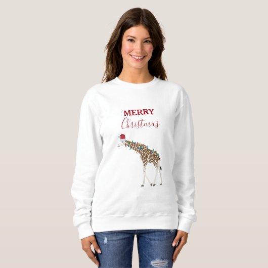 Christmas Giraffe Funny Animals with Santa Hat Sweatshirt (Vorne ganz)
