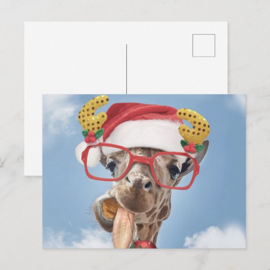 Christmas giraffe postkarte (Vorne/Hinten)