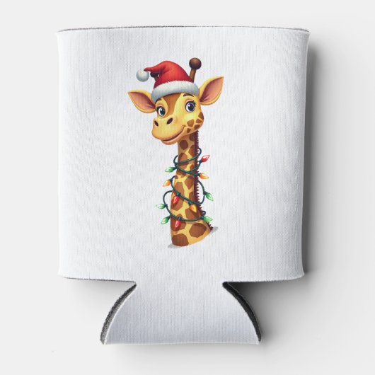 Christmas Giraffe Santa Hat Lights Giraffe Men Wom Dosenkühler (Vorderseite)