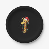 Christmas Giraffe Santa Hat Lights Giraffe Men Wom Pappteller (Vorderseite)