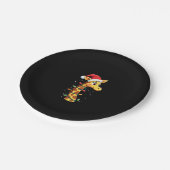 Christmas Giraffe Santa Hat Lights Giraffe Men Wom Pappteller (Schrägansicht)