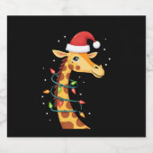 Christmas Giraffe Santa Hat Lights Giraffe Men Wom Schaumweinetikett (Einzelnes Label)