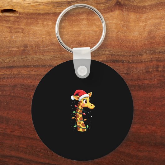 Christmas Giraffe Santa Hat Lights Giraffe Men Wom Schlüsselanhänger (Vorderseite)