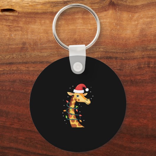 Christmas Giraffe Santa Hat Lights Giraffe Men Wom Schlüsselanhänger (Vorderseite)