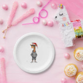 Christmas Giraffe Santa Long Sleeve T-Shirt (1) Pappteller (Party)