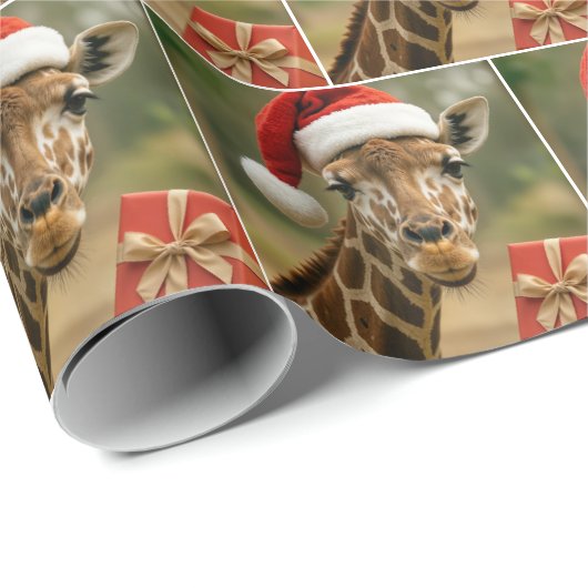 Christmas Giraffe With Holiday Gift Geschenkpapier (Rolleneckpunkt)