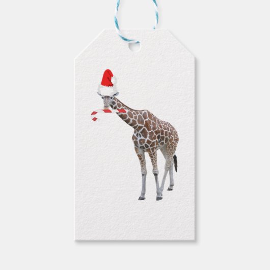 Christmas Giraffe with Santa Hat Geschenkanhänger (Vorderseite)