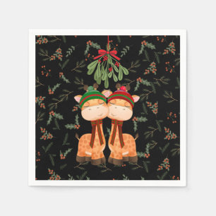 CHRISTMAS GIRAFFES KISSEN UNTER DEM MISTLETOE PAPI SERVIETTE
