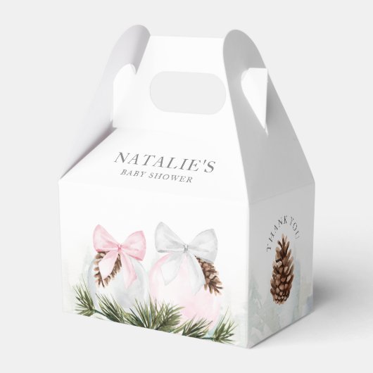 Christmas Girl Baby Dusche Pink Gefallen Box Geschenkschachtel (Vorderseite)