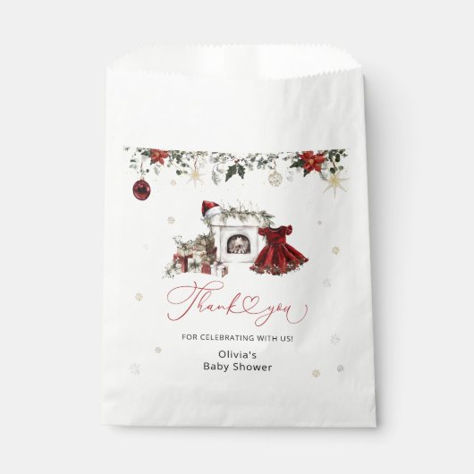 Christmas Girl Baby Dusche Vielen Dank Geschenktütchen (Vorderseite)