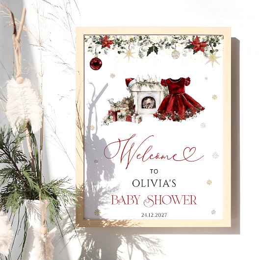Christmas Girl Baby Dusche Willkommen Poster