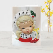 Christmas Girl Child Head Vase Präsent Holly Niedl Karte (Gelbe Blume)