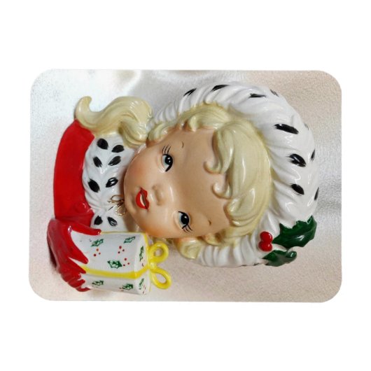 Christmas Girl Child Head Vase Präsent Holly Niedl Magnet (Horizontal)