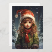 Christmas Girl Elf Feiertagskarte (Vorne/Hinten)