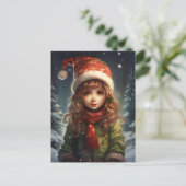 Christmas Girl Elf Feiertagspostkarte (Stehend Vorderseite)