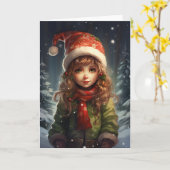 Christmas Girl Elf Karte (Gelbe Blume)