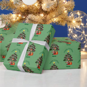 Christmas Girl Elf Tree Niedlich Personalisiert Geschenkpapier