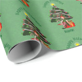 Christmas Girl Elf Tree Niedlich Personalisiert Geschenkpapier (Rolleneckpunkt)