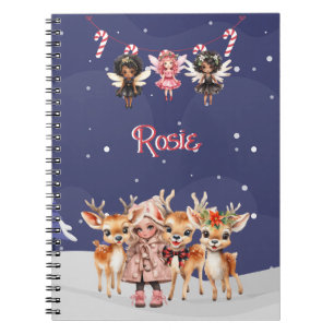 Christmas Girl Reindeer Candy Cane Fairies Notizblock