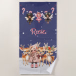 Christmas Girl Reindeer Candy Cane Fairies Strandtuch<br><div class="desc">Hirsche und Feen sind Helfer des Weihnachtsmannes.</div>