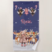 Christmas Girl Reindeer Candy Cane Fairies Strandtuch (Vorderseite)