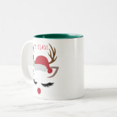 CHRISTMAS GIRL REINDEER-GESICHT PERSONALISIEREN  ZWEIFARBIGE TASSE (Vorderseite Links)