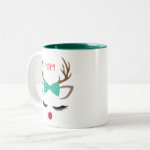 CHRISTMAS GIRL REINDEER-GESICHT PERSONALISIEREN ZWEIFARBIGE TASSE (Vorderseite Links)