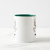 CHRISTMAS GIRL REINDEER-GESICHT PERSONALISIEREN ZWEIFARBIGE TASSE (Mittel)