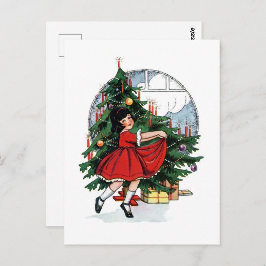 Christmas Girl Vintage Illustration Postkarte (Vorne/Hinten)