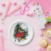 Christmas Girl Vintage Pappteller (Party)