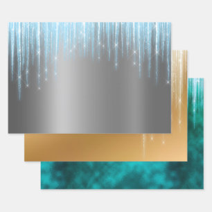 Christmas Glam Foil Metallic Glitzer Icicic Geschenkpapier Set