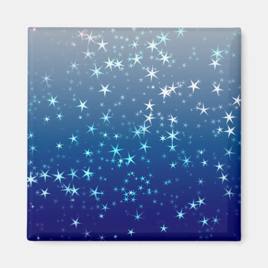 Christmas Glitzern Stars Blue Sky Magnet (Vorne)