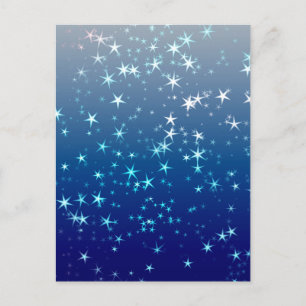 Christmas Glitzern Stars Blue Sky Postkarte