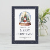 Christmas Globe Santa Claus Snowy Feiertagskarte (Stehend Vorderseite)