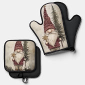 Christmas Gnome for the Holidays Ofenhandschuh & Topflappen-Set (Vorderseite/Rückseite)