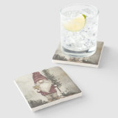 Christmas Gnome for the Holidays Steinuntersetzer (Seitenansicht)