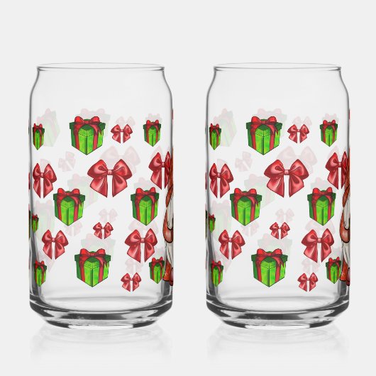 Christmas Gnome Holding Gift | Festive Dosenglas (Vorderseite)