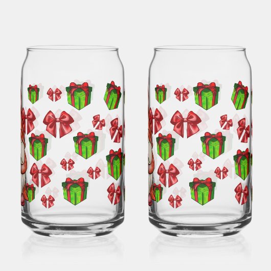 Christmas Gnome Holding Gift | Festive Dosenglas (Rückseite)