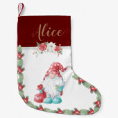Christmas Gnome Holiday Floral Monogram Strumpf Kleiner Weihnachtsstrumpf (Vorderseite)