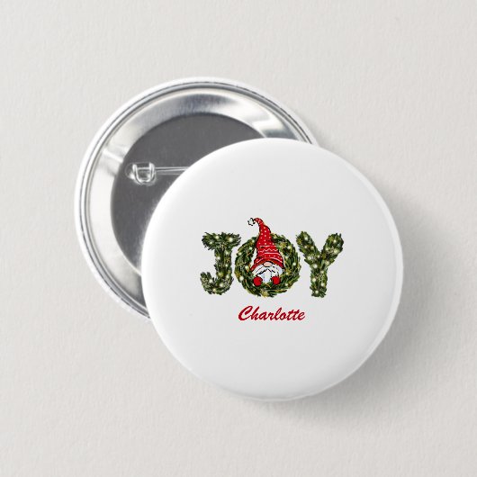 Christmas Gnome Joy Red Green White Button (Vorne & Hinten)