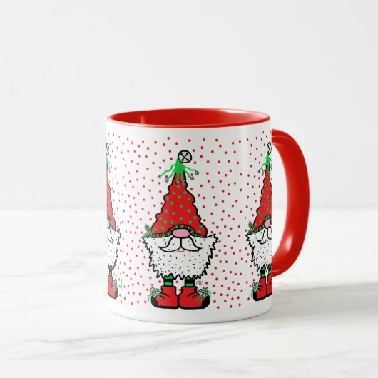 Christmas Gnome Mug With RED accents Tasse (VorderseiteRechts)