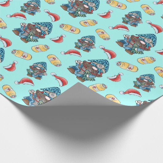Christmas Gnome Nurse Pattern Geschenkpapier (Ecke)