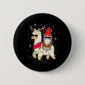 Christmas Gnome On Llama, Cute Alpaca Chanukah Chr Button (Vorderseite)