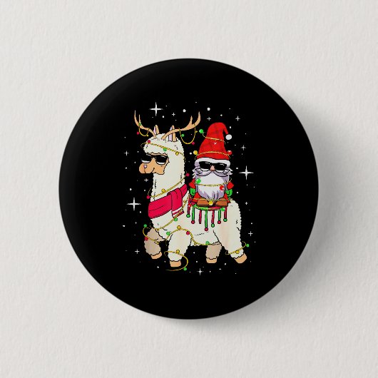 Christmas Gnome On Llama, Cute Alpaca Chanukah Chr Button (Vorderseite)