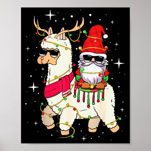 Christmas Gnome On Llama, Cute Alpaca Chanukah Chr Poster (Vorne)